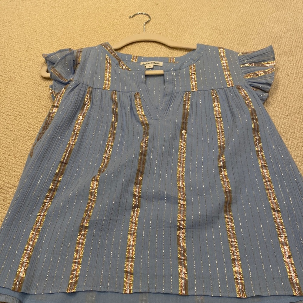 Roller Rabbit short sleeve XS top gold and light blue